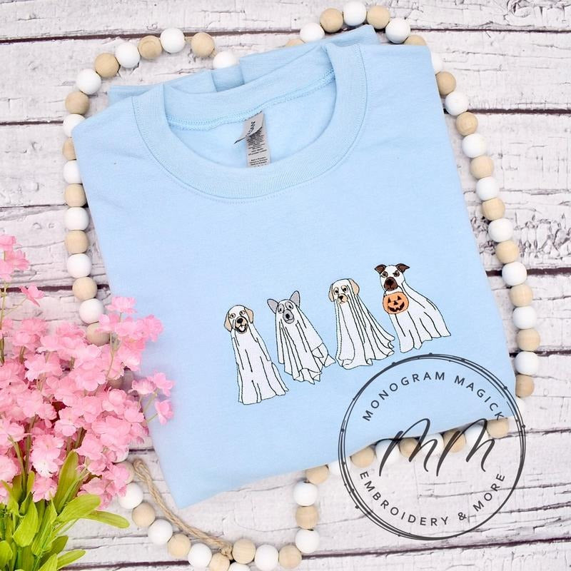 Ghost Dogs Sweatshirt, Embroidered Ghost Sweatshirt T-Shirts, Hoodie | WearSparks.com