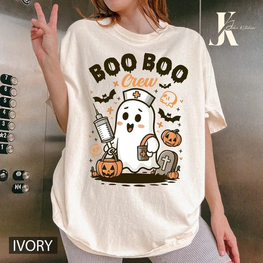 Ghost Halloween Shirt, Cute Ghost Shirt, Halloween Pumpkin Shirt , Spooky Season Shirt, Cute Fall Shirt ,Womens Halloween...