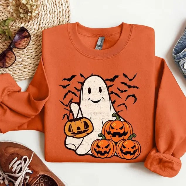 Ghost Halloween Sweatshirt, Womens Halloween Shirt, Halloween Party Shirt, Fall Sweatshirt, Halloween Gift, Halloween...