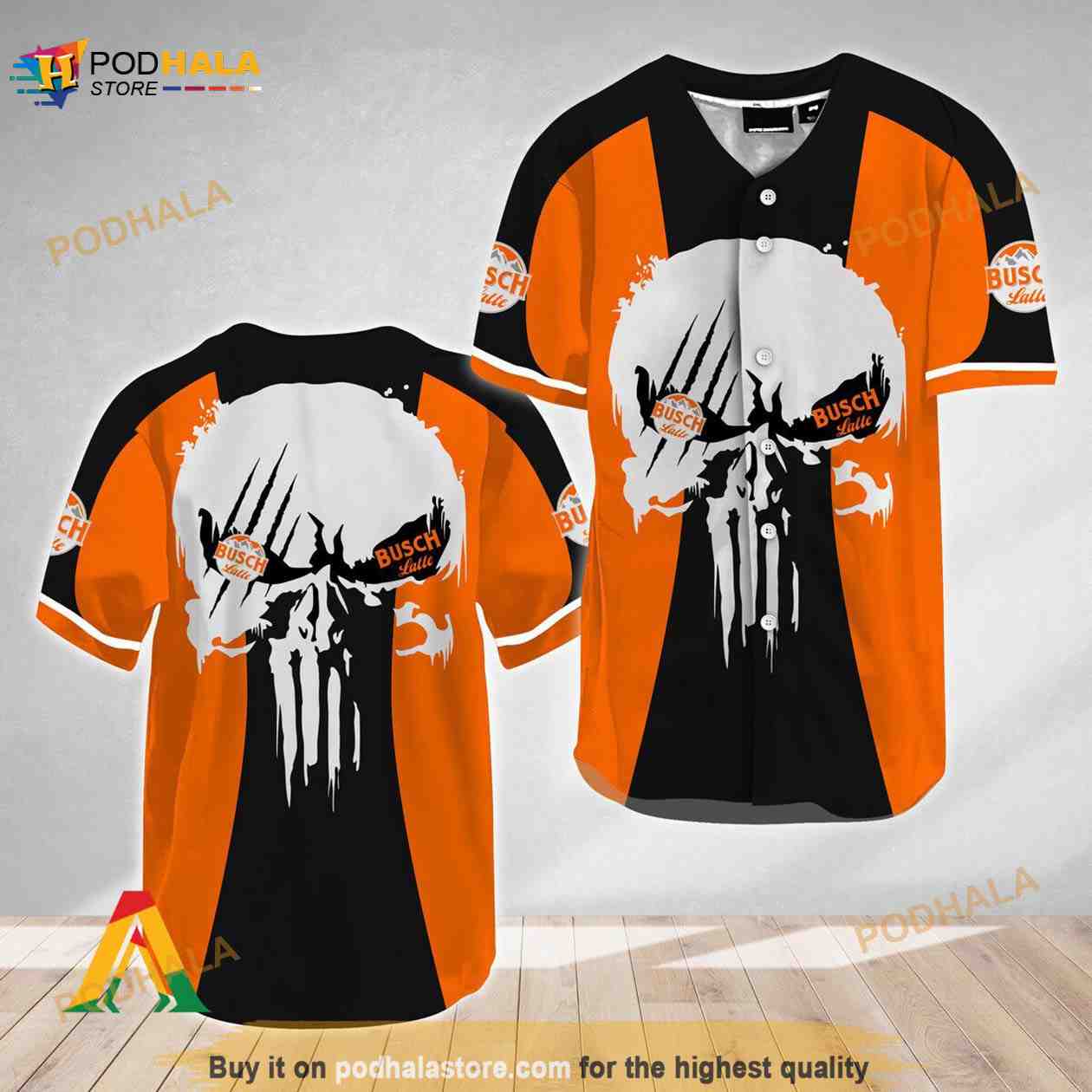 Ghost Head White Skull Busch Latte 3D Baseball Jersey