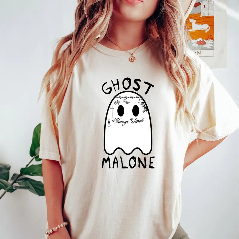 Ghost Malone Shirt, Halloween Sweatshirt, Cute Ghost Sweat, Funny Halloween Crewneck, Stay Spooky, Spooky Sweatshirt,...