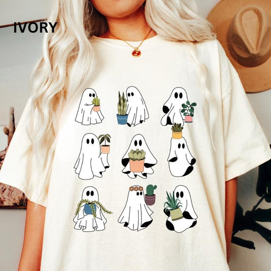 Ghost Plant Lady Shirt, Just a Ghoul and her Plants Shirt, Plant Lover Gift, Halloween Ghost Sweatshirt, Halloween Gift,...
