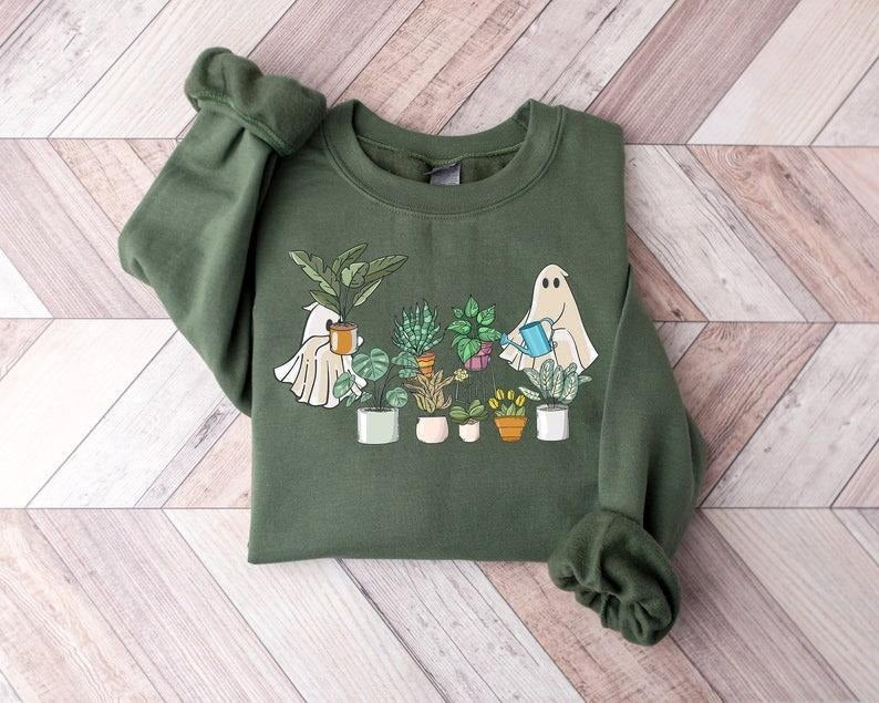 Ghost Plant Lady Sweatshirt, Ghost Plant Shirt, Halloween Plants Sweatshirt, Halloween Ghost Sweatshirt, Halloween Gift...