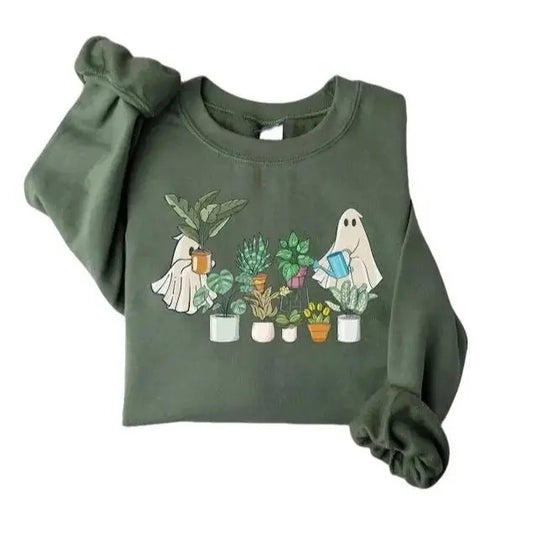 Ghost Plant Lady Sweatshirt, Plants and Ghosts Sweatshirt, Ghost Plant Shirt, Plant Lover Gift, Halloween Plants...