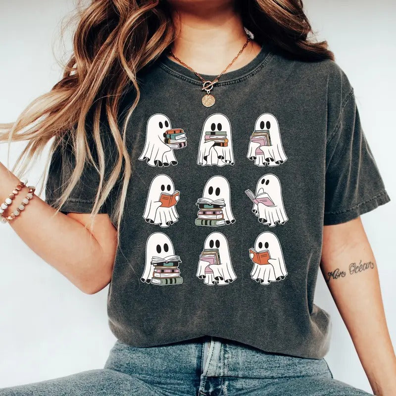 Ghost Reading Books Shirt, Bookish Reading  Shirt, Bookish Halloween Shirt, Book Lover Shirt, Book Shirt, Librarian Shirt...