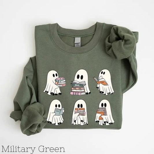 Ghost Reading Books Sweatshirt, Acotar Ghost Sweatshirt, Acotar Sweatshirt,Bookish Ghost Sweatshirt,Ghost...