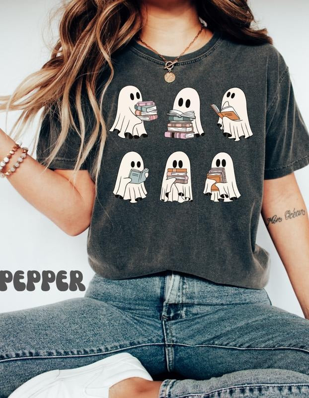 Ghost Reading Shirt, Teacher Halloween Shirt, Librarian Shirt, Book Lover T-shirt, Reading Shirt, Teacher Shirt,...