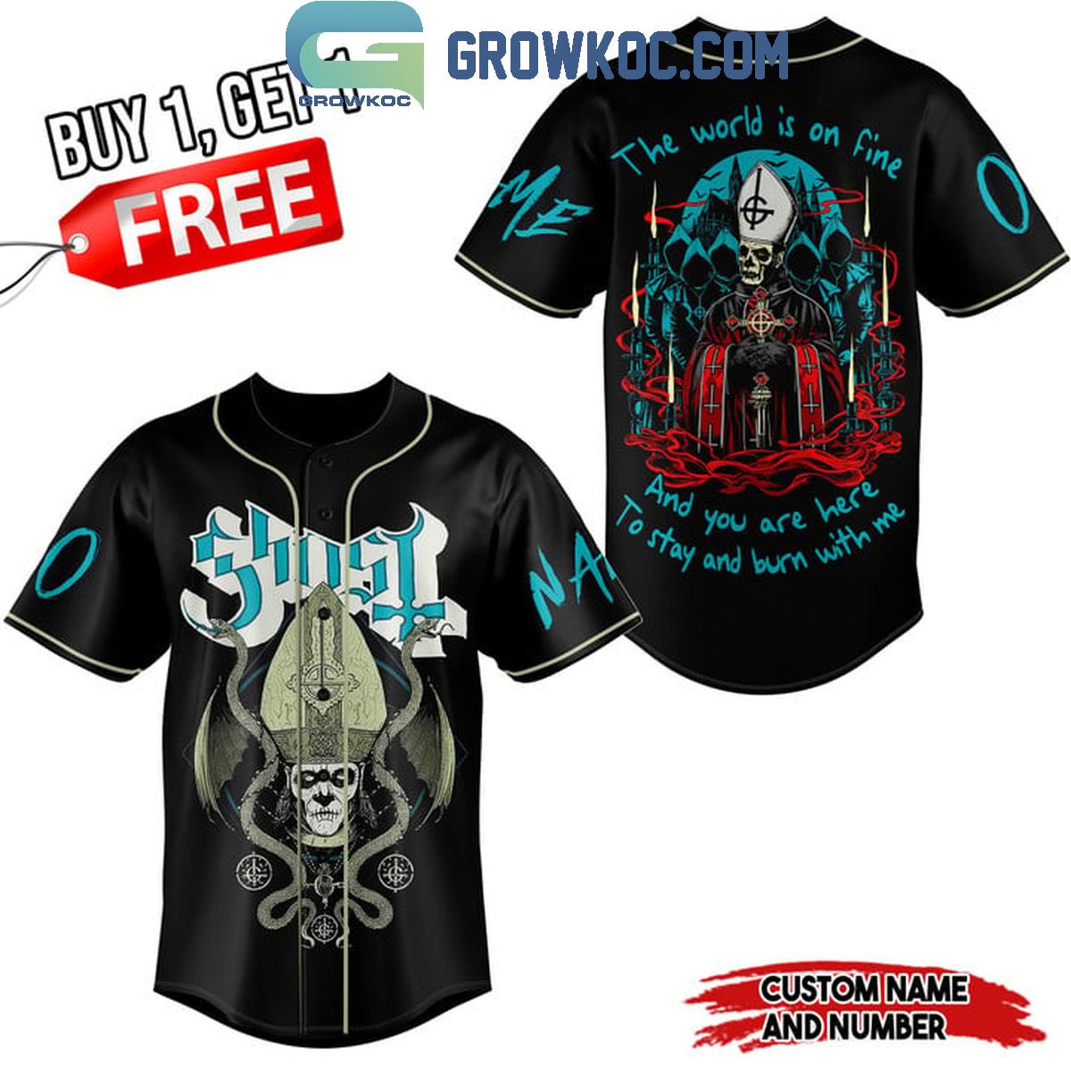 Ghost Rock Band The World Is On Fire Personalized Baseball Jersey