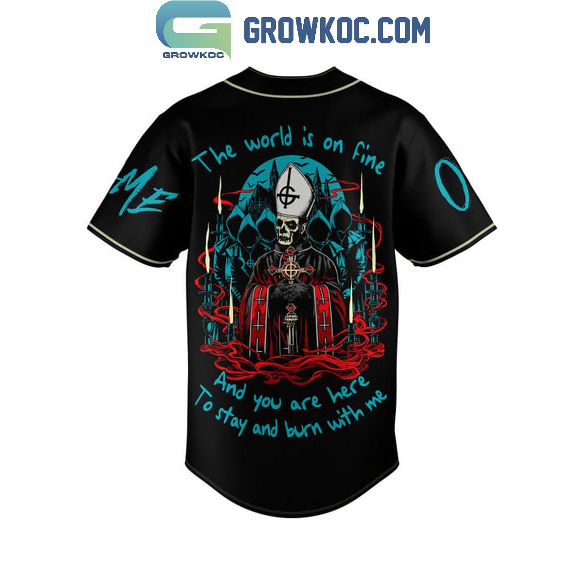 Ghost Rock Band The World Is On Fire Personalized Baseball Jersey
