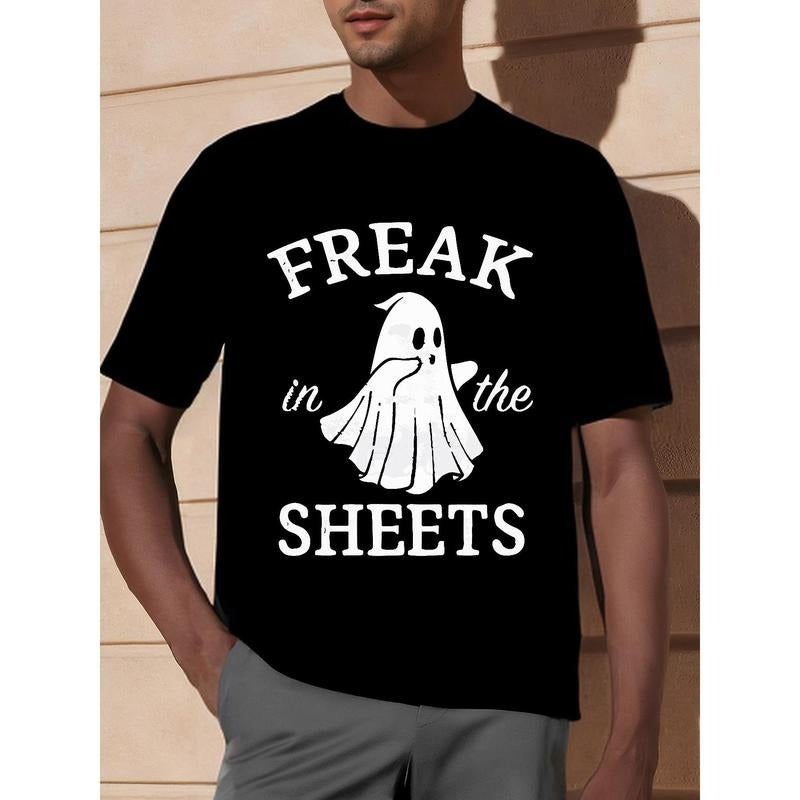 Ghost Shirt, Halloween Shirt Men, Black Spooky Shirt, Funny Halloween Shirt, Trick Treat Costume, Ghost Costume, Freak In...