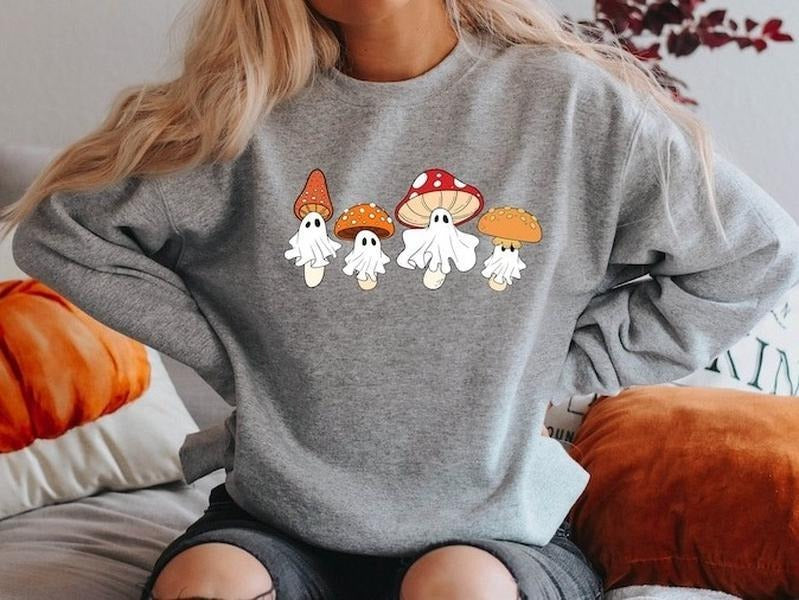 Ghost Sweatshirt, Halloween Sweatshirt, Ghost Shirt, Magic Mushroom Sweatshirt, Spooky Season Shirt Hoodie | WearSparks.com