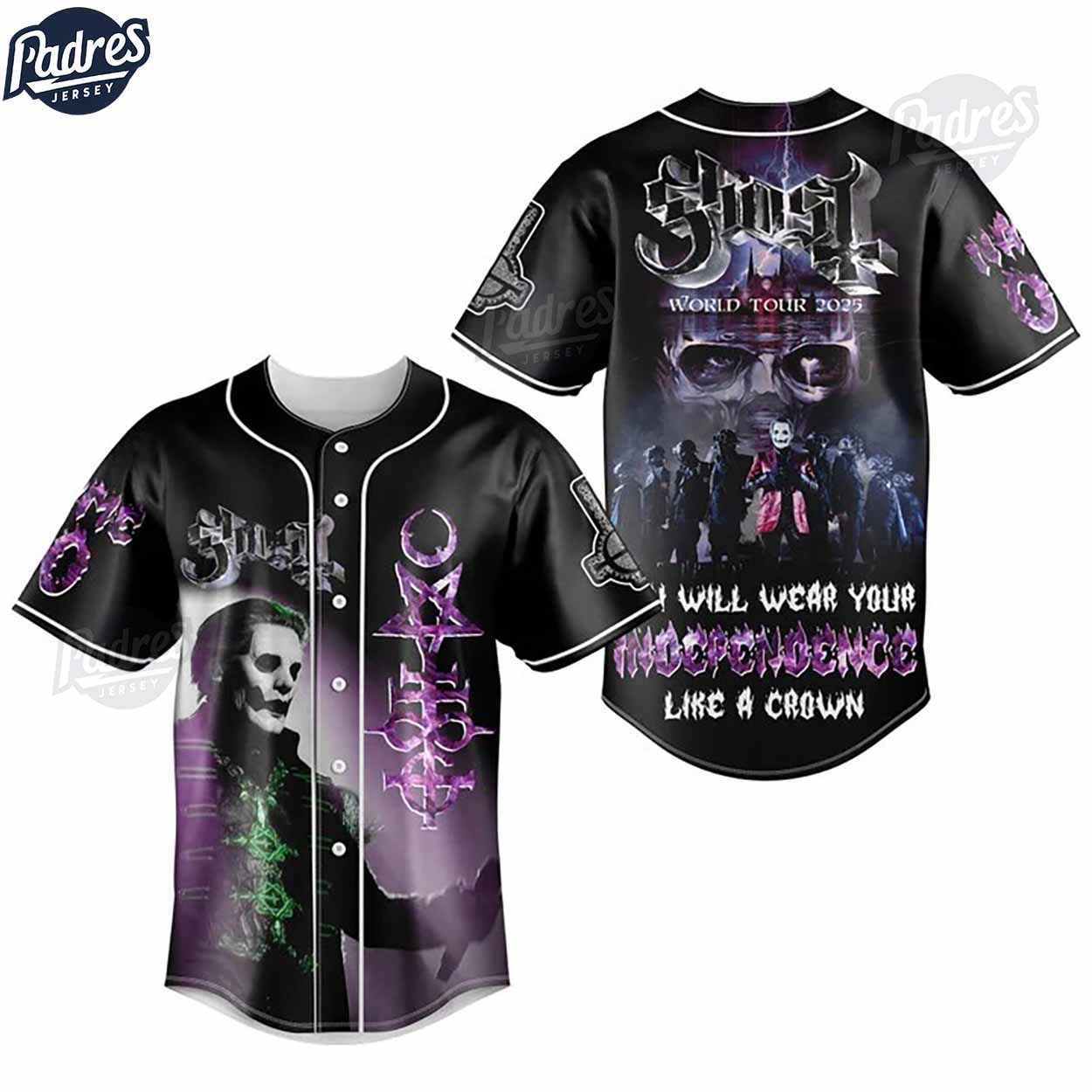 Ghost World Tour 2025 Baseball Jersey Outfit - Music Merch - Padres Jersey Oasis: Elevate Your Baseball Style... (Image 2)