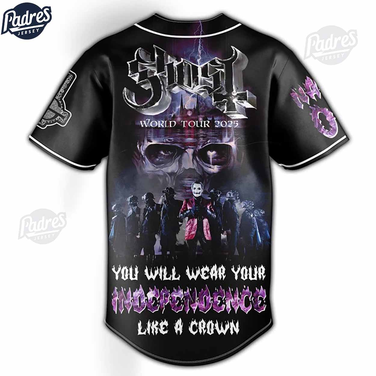 Ghost World Tour 2025 Baseball Jersey Outfit - Music Merch - Padres Jersey Oasis: Elevate Your Baseball Style... (Image 4)