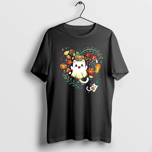 Ghost Cats Leaves Pumpkins Mushrooms Love Spooky Season Tshirts Sweater