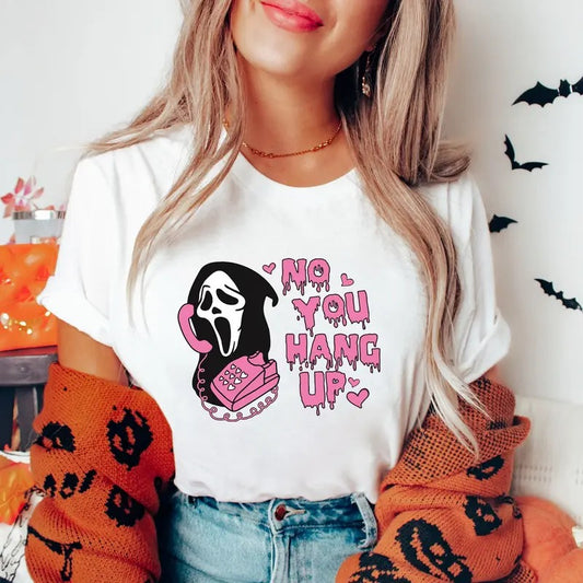 Ghostface No You Hang Up T-Shirt, Ghostface Halloween Sweater, Halloween Ghostface Vintage Tee Shirt, Ghostface Halloween...