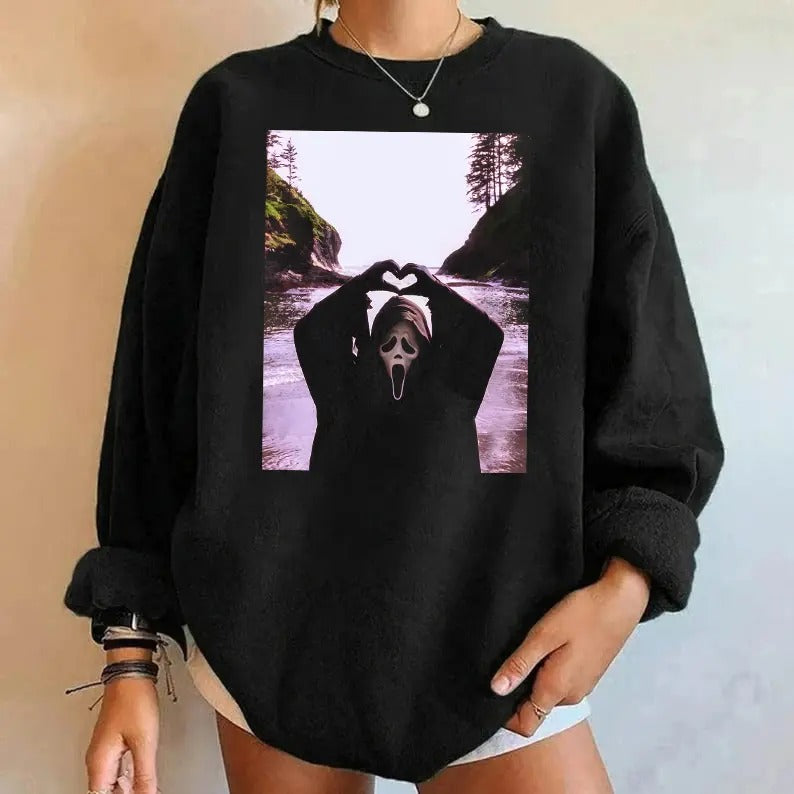 Ghostface Scream Halloween Heart Hands Sweatshirt, Ghostface Scream Halloween Tshirt, Michael Myers Halloween Shirt,...