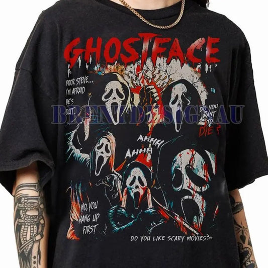 Ghostface Vintage 90s Graphic T-Shirt, Scream Horror Movies Shirt, Vintage Halloween Tshirt, Ghost Face Classic Retro...