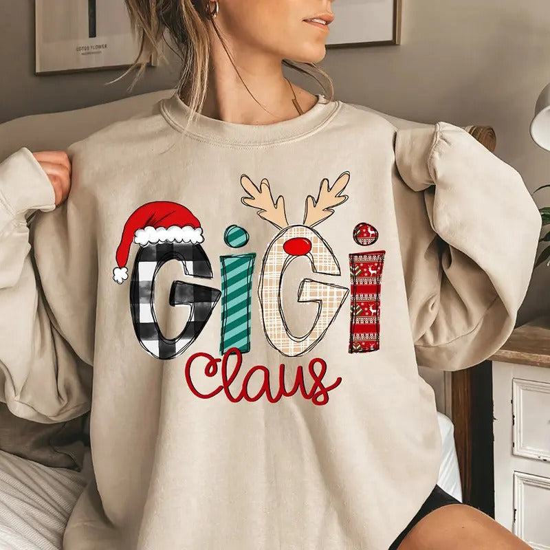 Gigi Claus Sweatshirt, Christmas Grandma Claus Sweatshirt, Grandma Sweater, Nana Family Christmas Sweatshirt, Xmas...