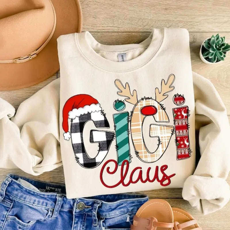Gigi Claus Sweatshirt, Christmas Sweatshirt, Grandma Christmas Sweatshirt, Christmas Gift For Grandma, Christmas Gigi...