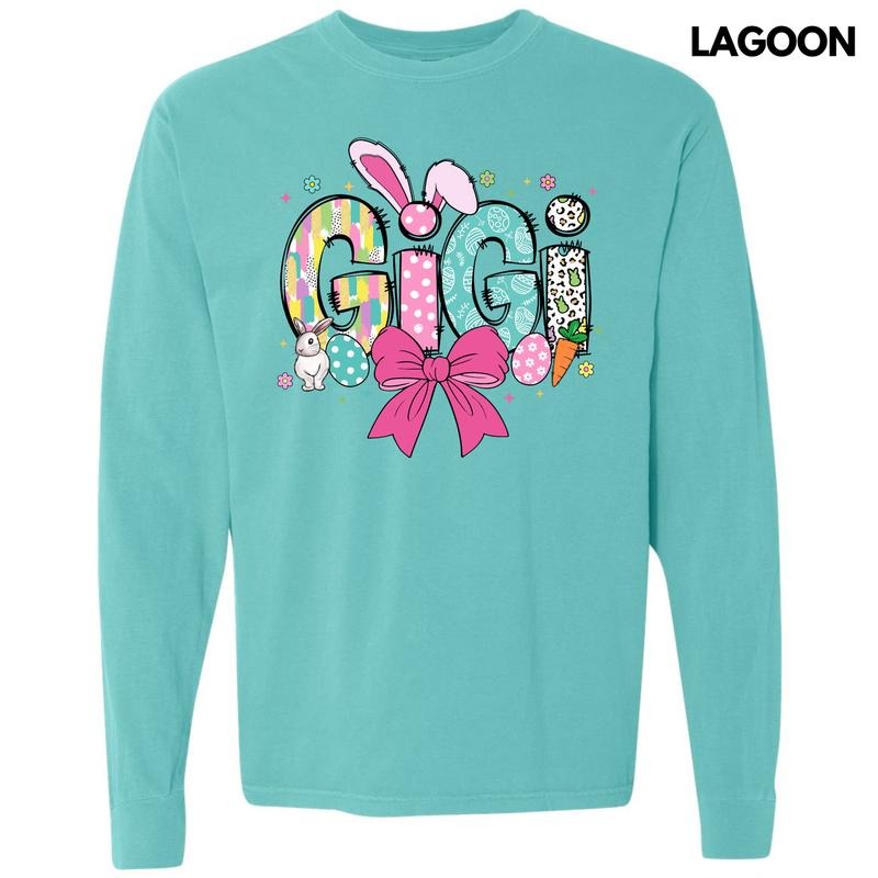 Gigi Easter Coquette Long Sleeve Comfort Colors T-Shirt Hoodie, Sweatshirt | WearSparks.com