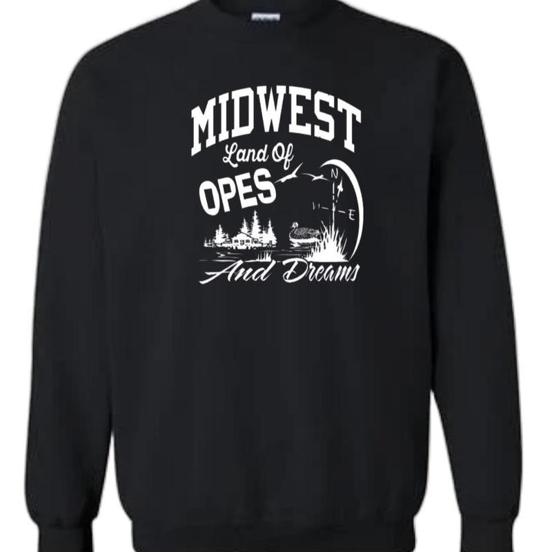 Gildan Women's Charcoal Grey Screen Printed Crewneck Tee - MidWest Land of OPES and Dreams Fashion Top for Casual Streetwear