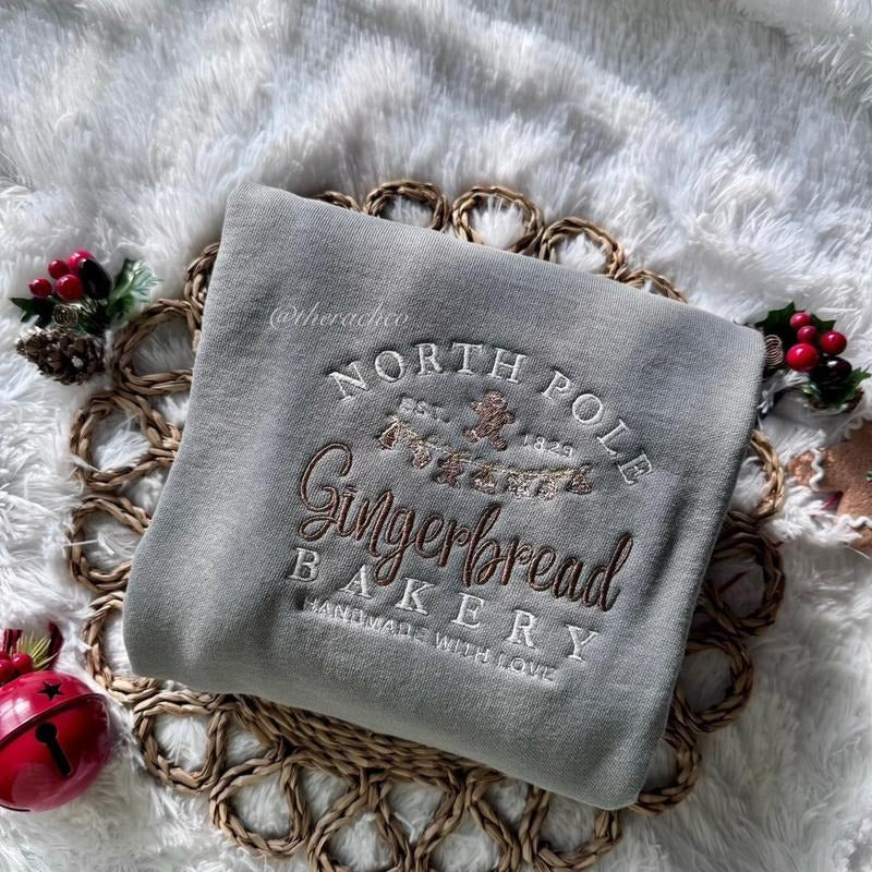 Gingerbread Bakery Embroidered Sweatshirt Comfort Colors Sweatshirt Christmas Sweatshirt T-Shirts, Hoodie | WearSparks.com