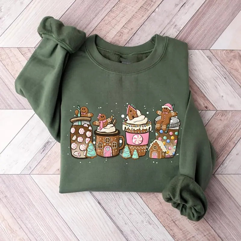 Gingerbread Christmas Coffee Shirt Cute Holiday Seasons Sweatshirt Merry Christmas Shirt Hoodie | WearSparks.com