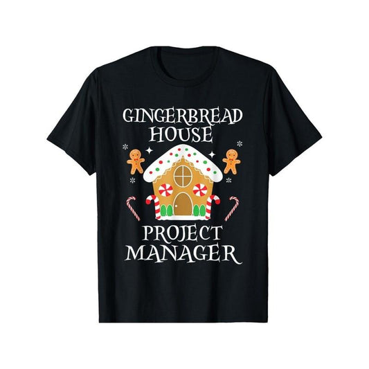 Gingerbread House Project manager Decorating Baking Xmas T-Shirt Summer Comfortable Casual Short Sleeve T-Shirt Made in...