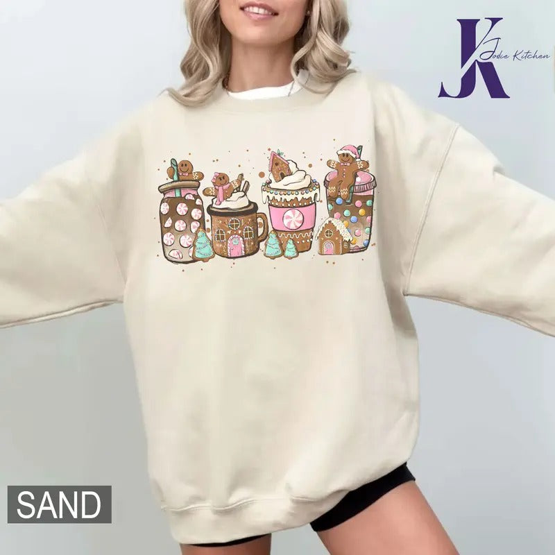 Gingerbread Sweatshirt, Gingerbread Christmas Coffee Shirt, Christmas coffee Sweatshirt, women Holiday sweater, Xmas Tee,...