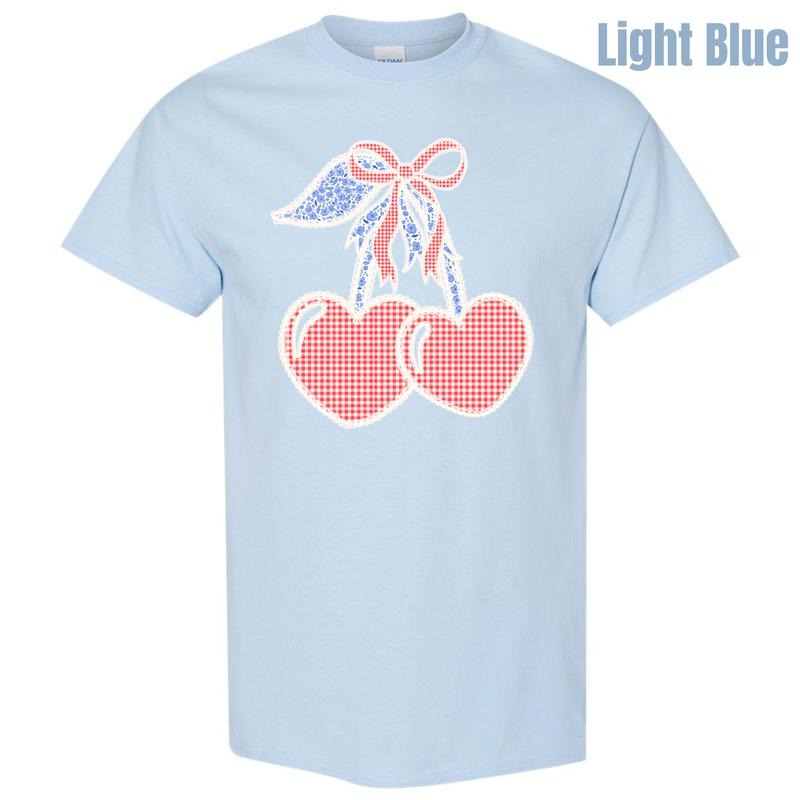 Gingham Heart Cherries Gildan Short Sleeve T-Shirt 'NLB' Hoodie, Sweatshirt | WearSparks.com
