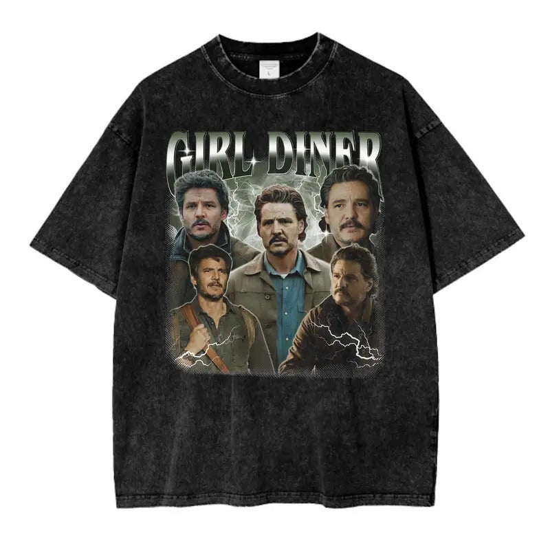 Girl Dinner Pedro Pascal Mineral Wash T-shirt, TLOU 2 Movie Shirt , Pedro Pascal Actor Tee, The Last Of Us Shirt, TLOU...