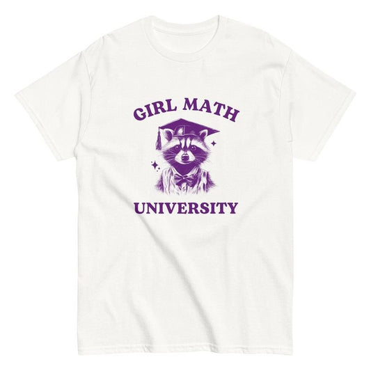 Girl Math University, Funny Raccoon Tee, Meme Tee, Trash Panda, Possum, Stupid Tee, Vintage Raccoon Girl Shirt, Unisex...