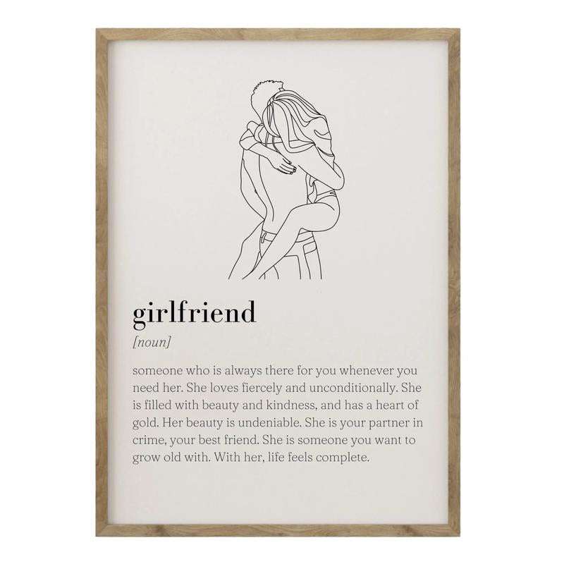 Girlfriend Definition Print, Quote Print, Minimalist Art, Anniversary Gift, Gifts For Girlfriend Boyfriend Bedroom Wall...