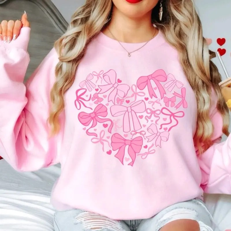 Girly Bow Heart Valentines Day  - Sweatshirt T-Shirts, Hoodie | WearSparks.com