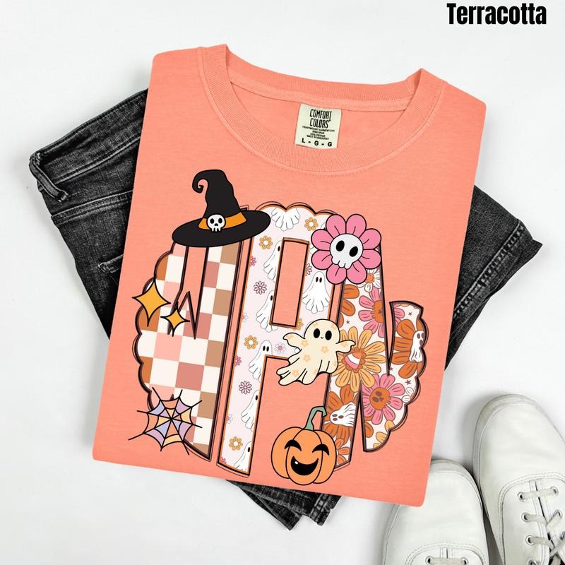 Girly Halloween Monogram Comfort Colors T-Shirt 'NLB' Hoodie, Sweatshirt | WearSparks.com