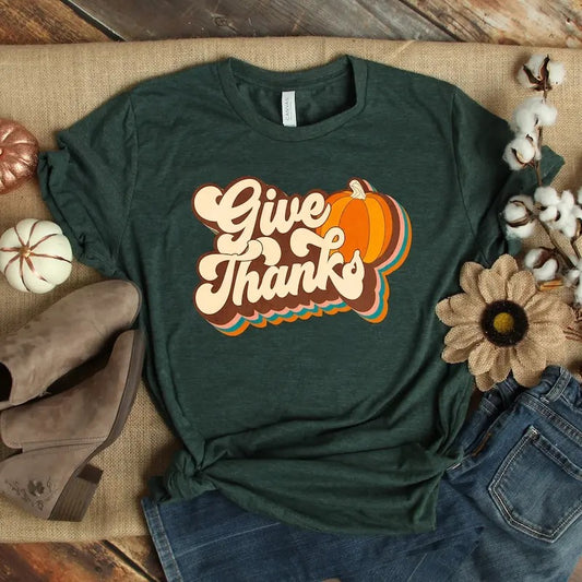 Give Thanks Shirt, Thankful Shirt, Thanksgiving Shirt, Thanksgiving Gift, Family Thanksgiving Shirt, Fall Shirt, Cute...