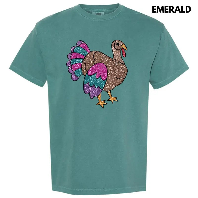 Glam Turkey FAKE Glitter Comfort Colors T-Shirt 'NLB' Hoodie, Sweatshirt | WearSparks.com