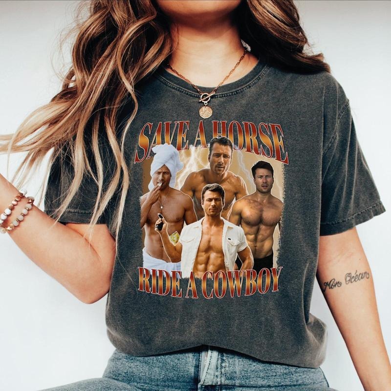 Glen Powell Save A Horse, Ride A Cowboy Shirt, Sweatshirt, Hoodie For Womens Tops Womenswear | WearSparks.com