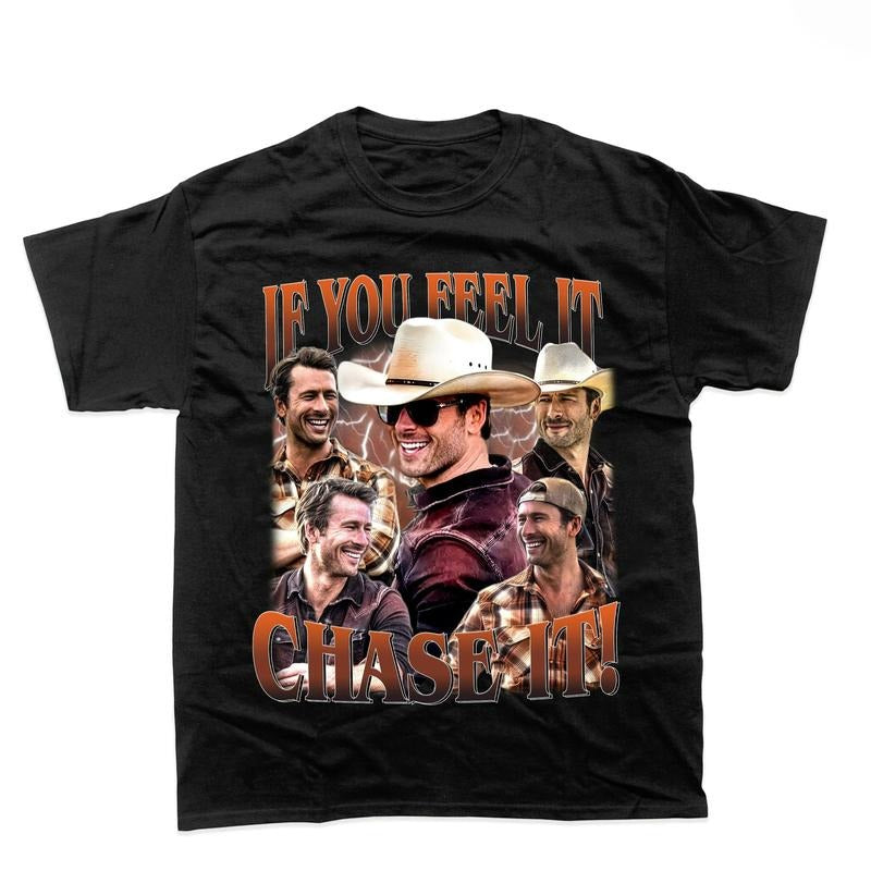 Glen Powell Shirt If You Feel It Chase It Shirt Tyler Owens Twisters Shirt Vintage 2024 Movie T-shirt Merch Men Women...