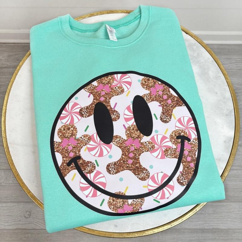 Glitter Gingerbread Happy Face Sweatshirt 'NLB' T-Shirts, Hoodie | WearSparks.com
