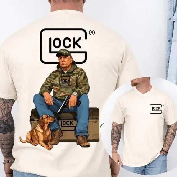 Glock Trump Hunting 2 Sided TShirt, Gun Lover, Unisex Short Sleeve Casual 100% Cotton, Casual Top Menswear, Tactical...