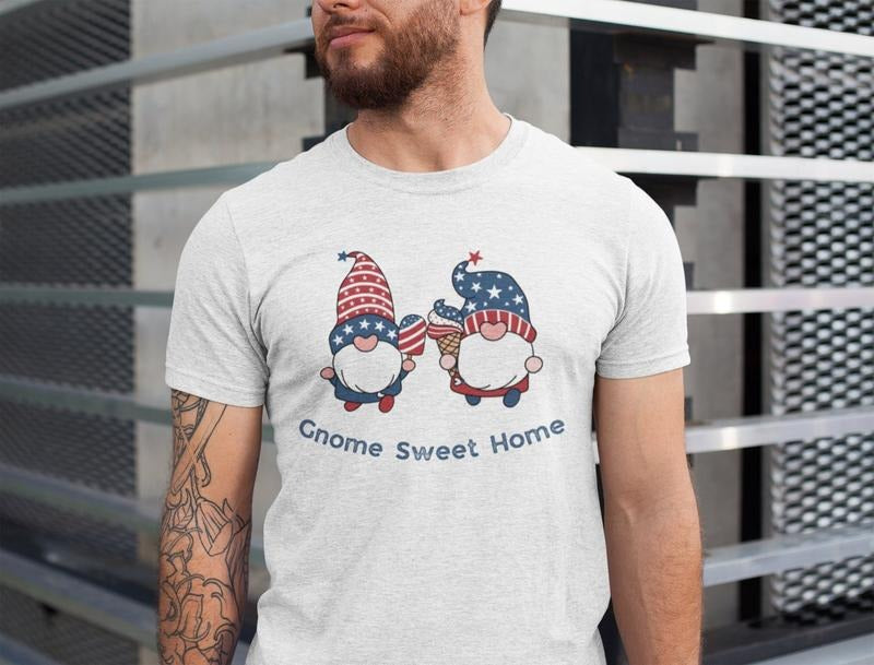 Gnome Sweet Home 4th Of July Edition - Patriotic Red White And Blue Gnome Shirt Hoodie, Sweatshirt | WearSparks.com