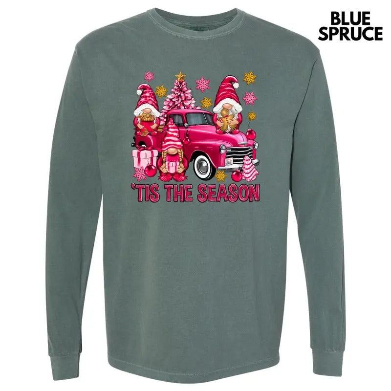 Gnome Tis The Season Long Sleeve Comfort Colors T-Shirt 'NLB' Hoodie, Sweatshirt | WearSparks.com