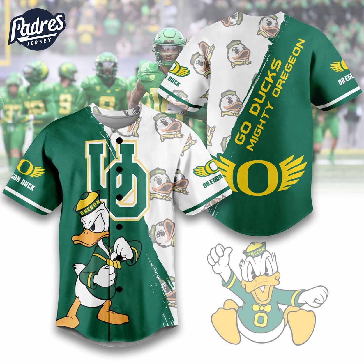 Go Ducks Mighty Oregon Football Baseball Jersey - Padres Jersey Oasis: Elevate Your Baseball Style Game... (Image 1)