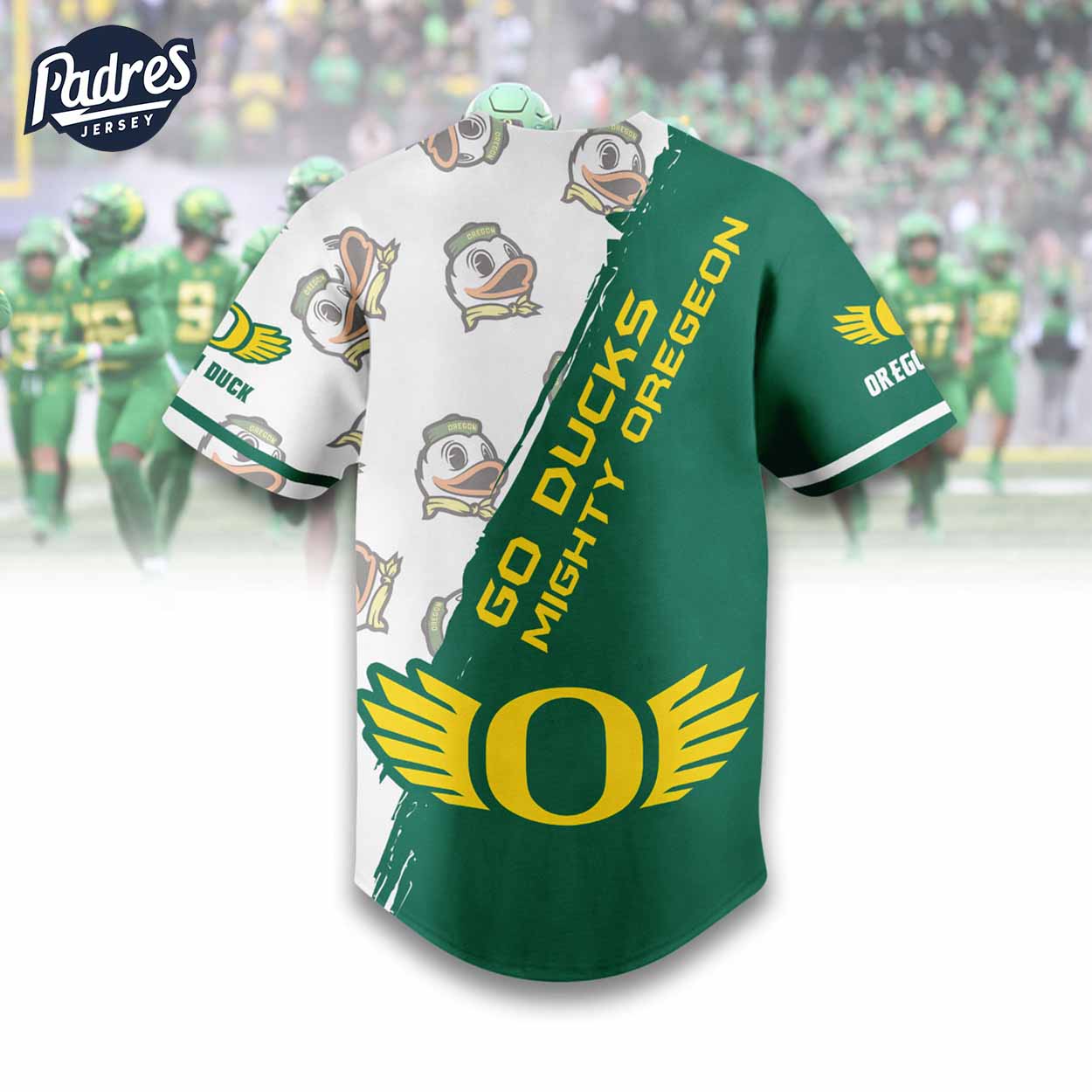 Go Ducks Mighty Oregon Football Baseball Jersey - Padres Jersey Oasis: Elevate Your Baseball Style Game... (Image 2)