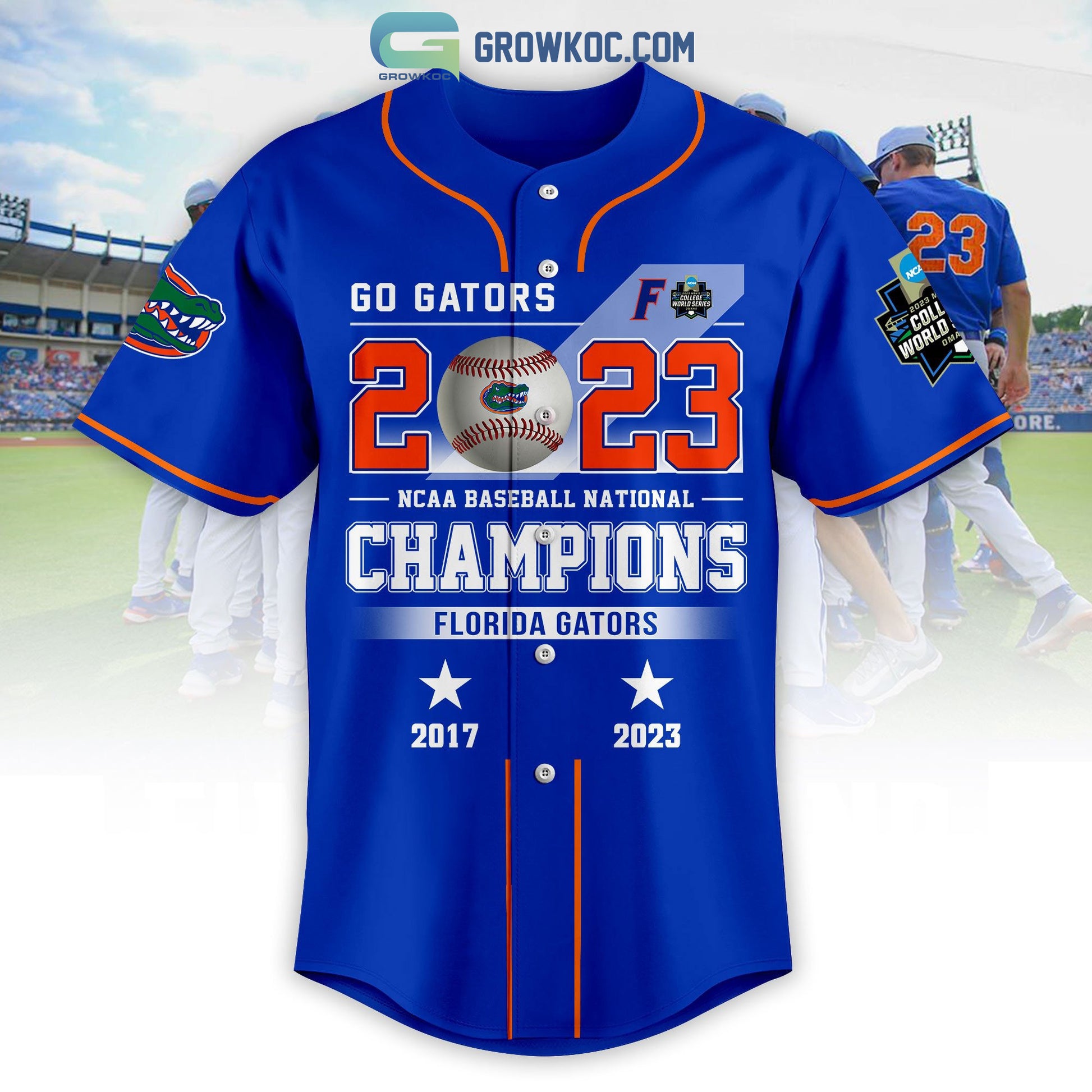Go Gators 2023 NCAA Baseball National Champions Baseball Jersey