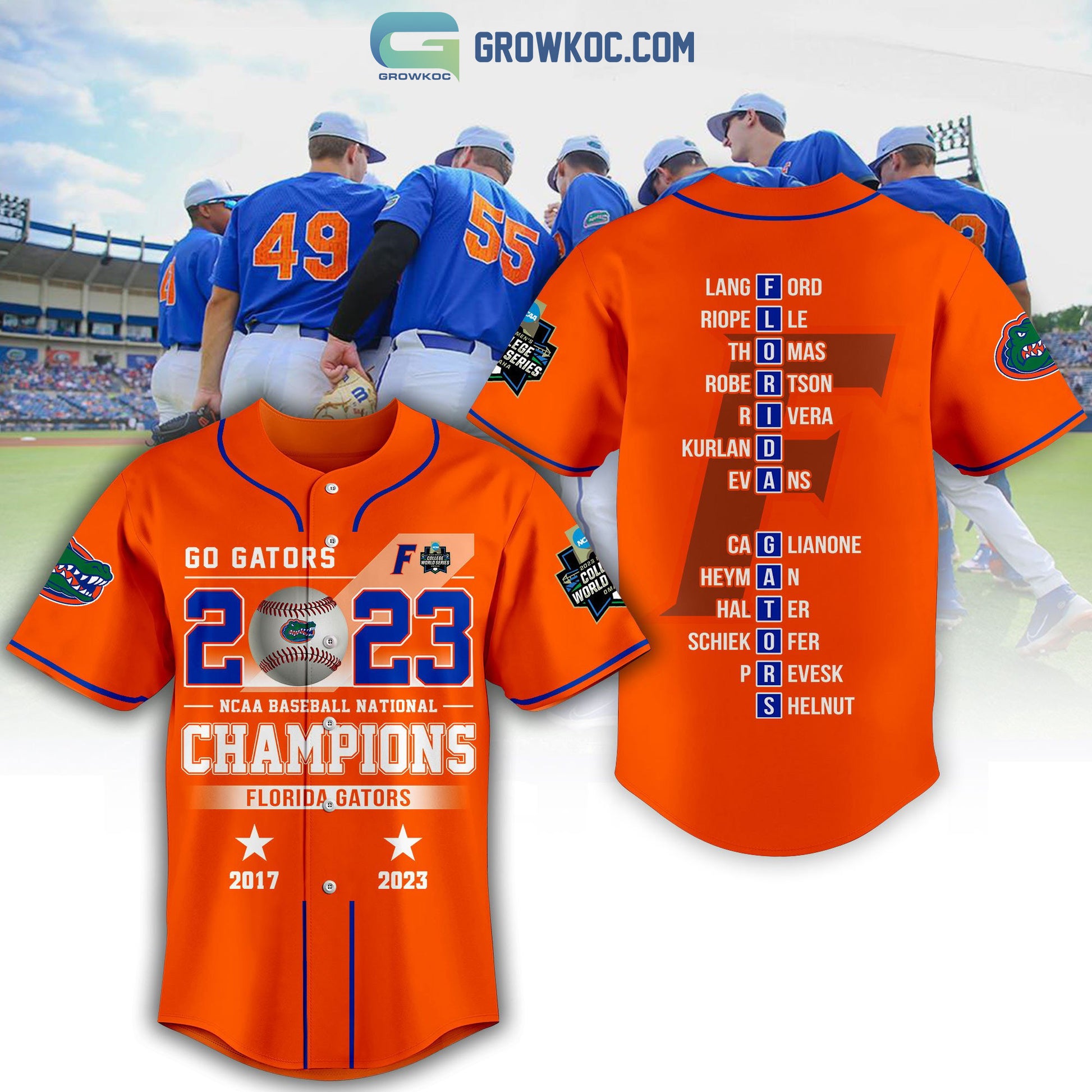 Go Gators 2023 NCAA Baseball National Champions Baseball Jersey