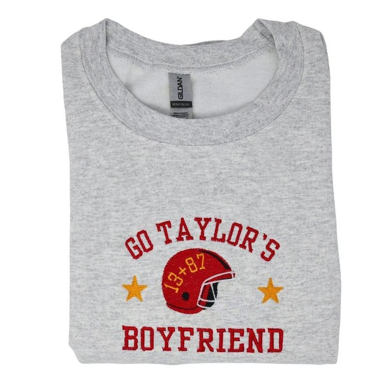 Go Taylor's Boyfriend Embroidered Sweatshirt Fit Womenswear T-Shirts, Hoodie | WearSparks.com