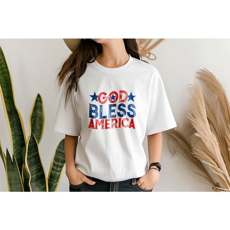 God Bless America Tshirt, Unisex Patriotic Shirt, Fourth of July Shirt, Independence Day Party, So American, Stars and...