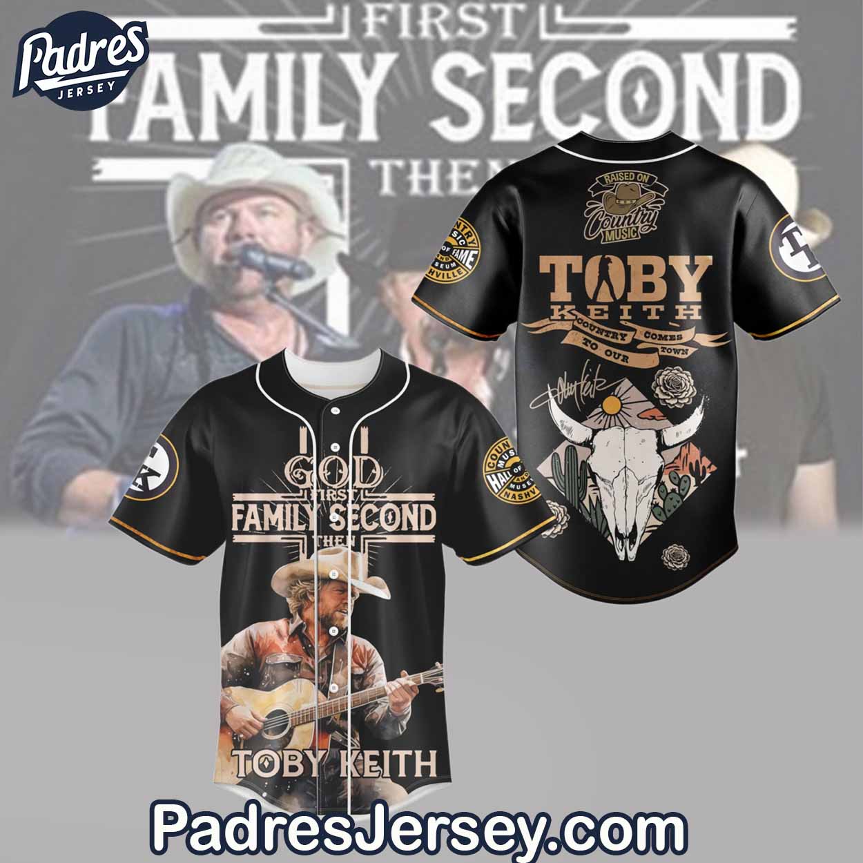 God Family Toby Keith Baseball Jersey Outfit - Padres Jersey Oasis: Elevate Your Baseball Style Game T-Shirts,... (Image 1)